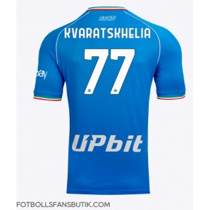 SSC Napoli Khvicha Kvaratskhelia #77 Replika Hemmatröja 2023-24 Kortärmad